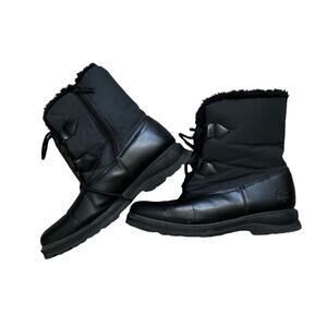 Totes Womens Size 9 Black Insulated Winter Snow Boots Faux Fur Lined